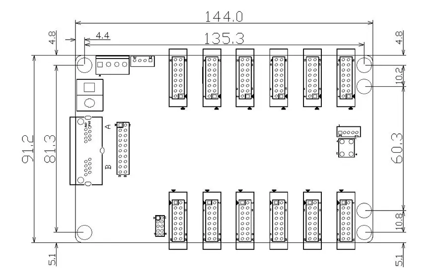 Dimensions Chart of Linsn RV908M32 LED Receiving Card